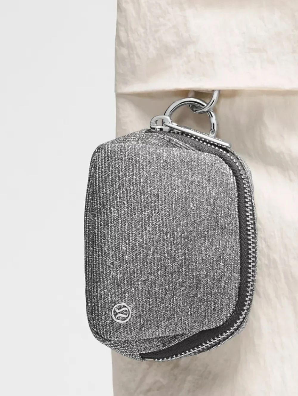 NWT‎ Lululemon Everywhere Belt Bag Nano Glitter Gray Mini Clip Pouch Keychain